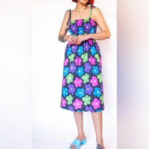 Hippie Women’s Vibrant floral Casual Summer Beach Casual Coverup Sundress M